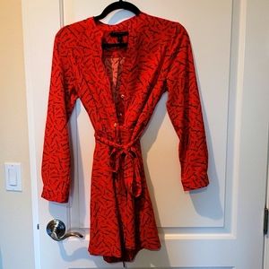 Banana Republic Orange Long-Sleeve Shirtdress